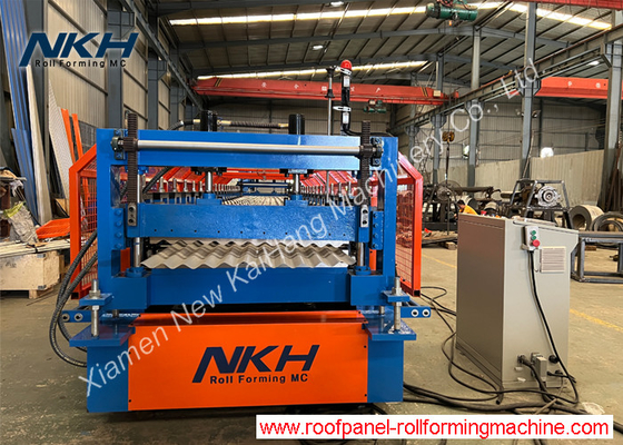 YX18-76.2-762 Máquina de moldeado de rollos ondulados de 35 mpm con apilador